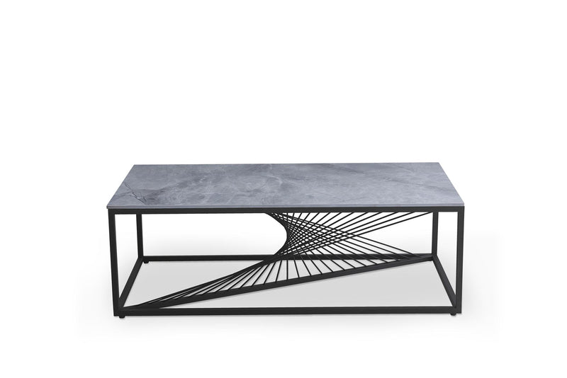 Konferenčný stolík FONETA 2, 120x45x60, popolový mramor/čierna - - 0