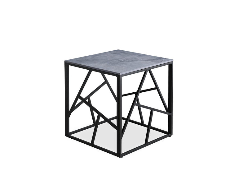 Konferenčný stolík VERISA KWADRAT, 55x55x55, sivý mramor/čierna - - 0
