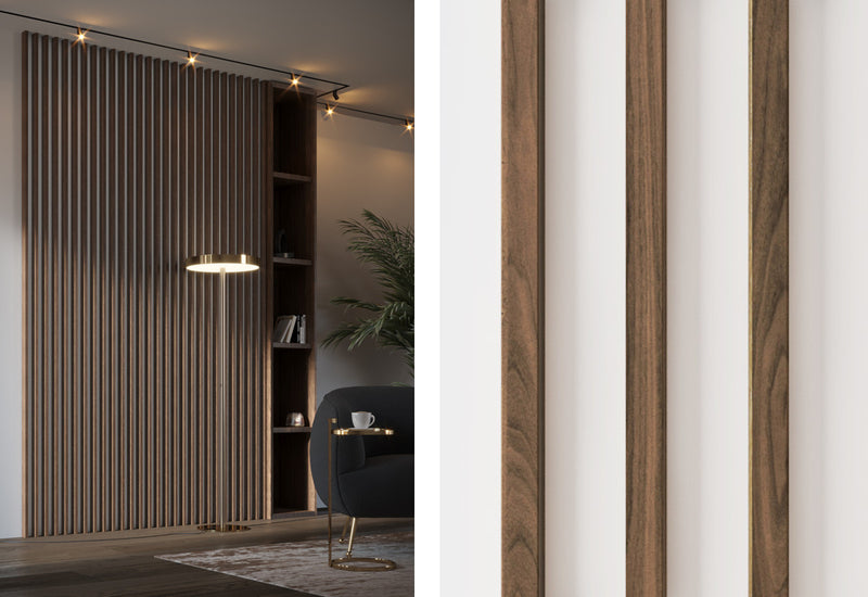 Nástenné lamelové panely SPRINTY 2, 30,2x275x3,8, orech/biela - - 0