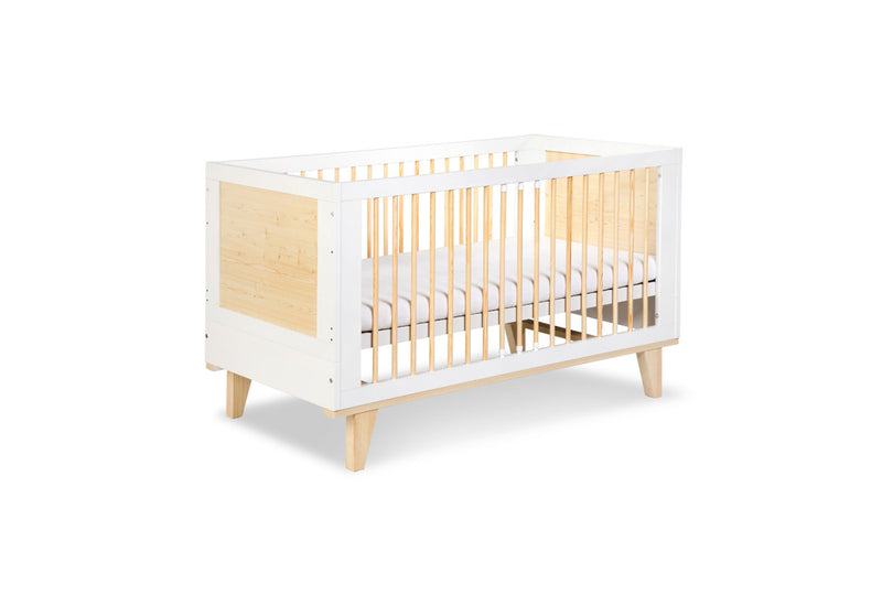 Detská postieľka RIA, 125x85x66, borovica/biela - - 0