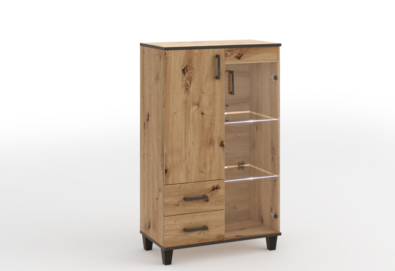 Komoda PHILIPE, 80x132x40, dub artisan/čierna - - 0