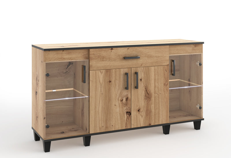 Komoda PHILIPE 3, 160x90x40, dub artisan/čierna - - 0