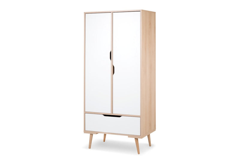 Detská šatníková skriňa MACEK,180x60x50,biela/buk - - 0