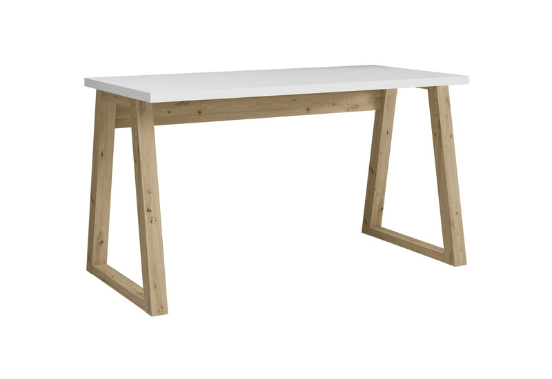 Písací stôl DRAX, 135x76,2x65, dub artisan/biela - - 0
