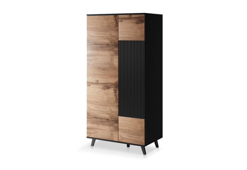 Šatníková skriňa RADON, 90x182x55, dub wotan/čierna - - 0