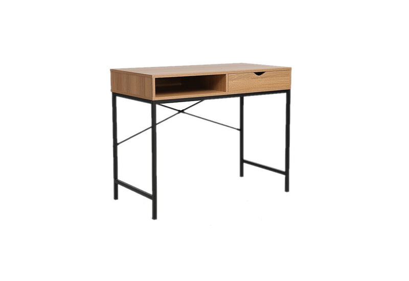 Písací stôl AMAN, 95x76x48, dub/čierna - - 0