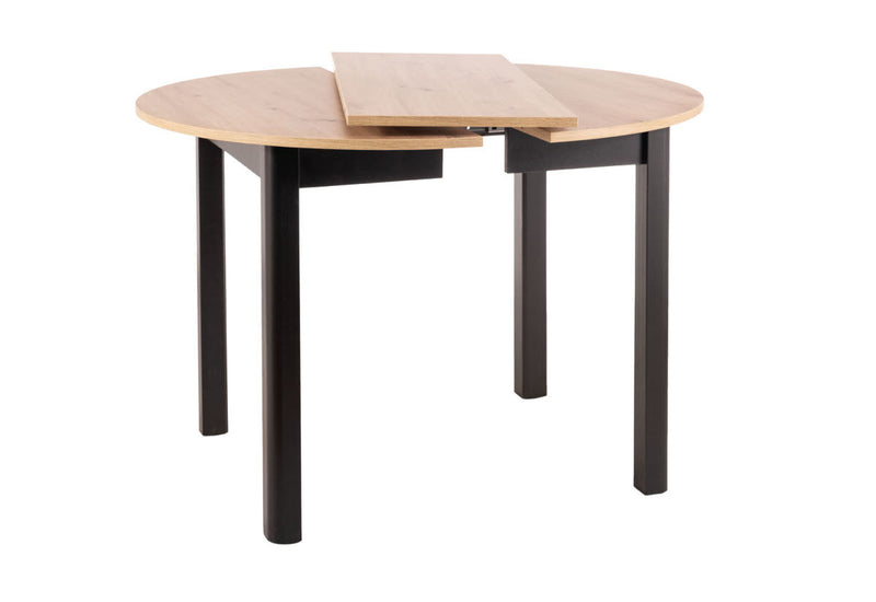 Jedálenský stôl HATI, 102-142x75, dub artisan/čierna - - 0