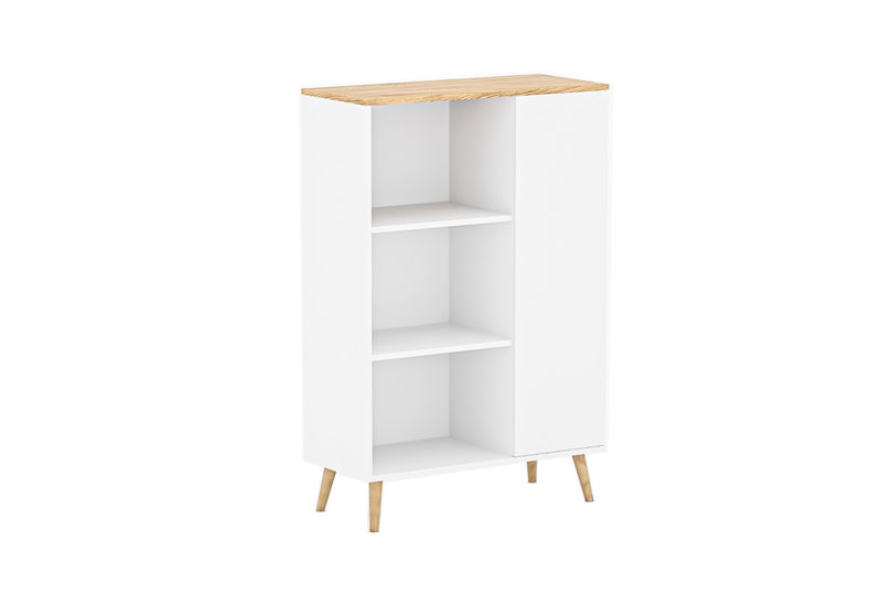 Regál FENCY, 90x131x40, biela/dub craft zlatý - - 0