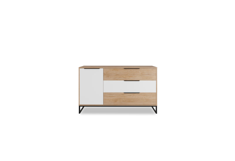 Komoda ANDRO 135x80x40, hikora/biely mat - - 0
