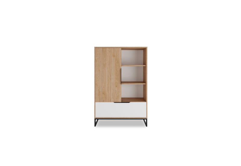 Regál ANDRO, 90x135x40, hikora/biely mat - - 0