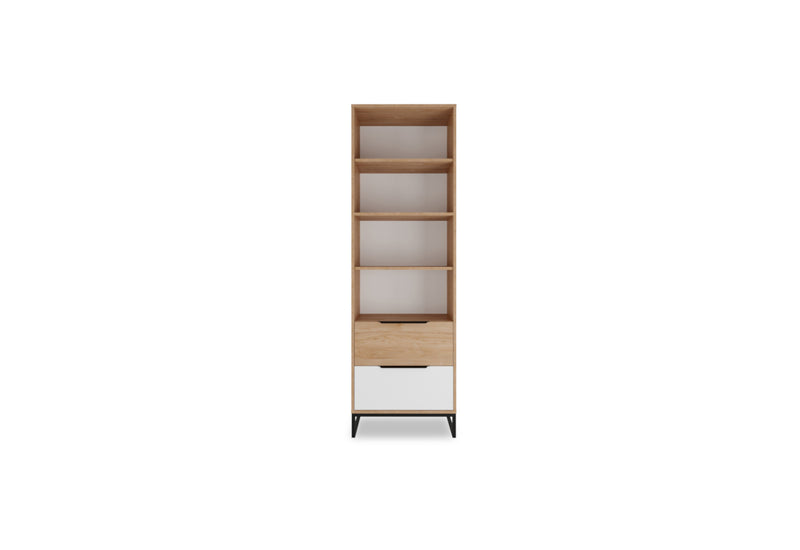 Regál ANDRO 2, 60x190x40, hikora/biely mat - - 0