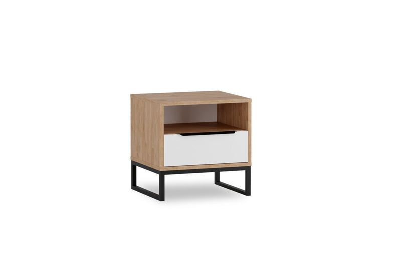 Nočný stolík ANDRO, 45x45x40, hikora/biely mat - - 0