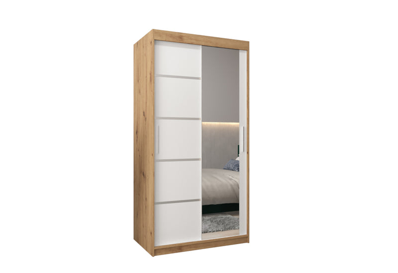 Šatníková skriňa VETRONA 2, 100x200x62, dub artisan/biela - - 0