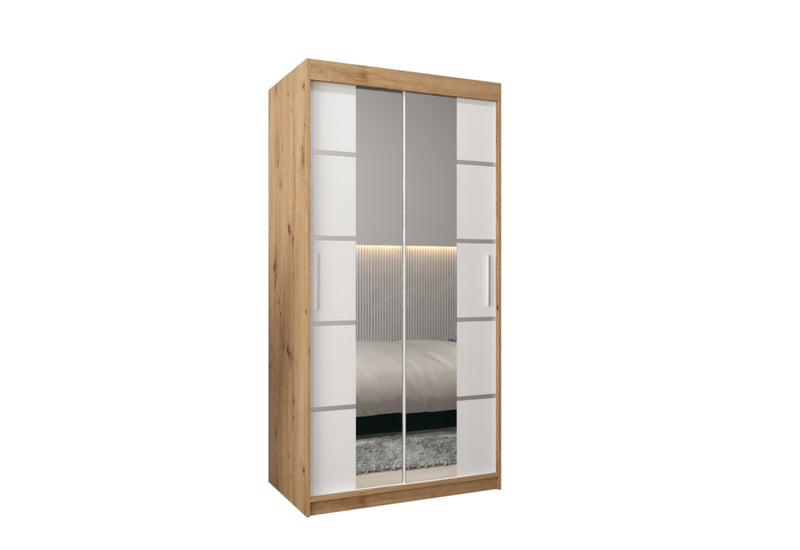 Šatníková skriňa VETRONA 3, 100x200x62, dub artisan/biela - - 0