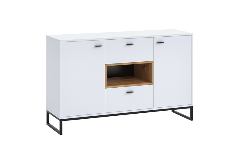Komoda OTYL, 135x83,6x40, biela/dub artisan - - 0