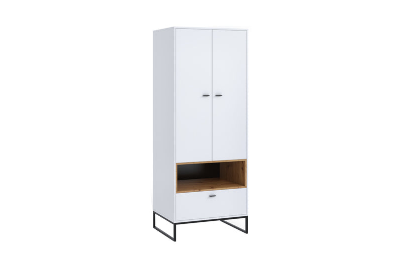 Šatníková skriňa OTYL, 80x202x60, biela/dub artisan - - 0