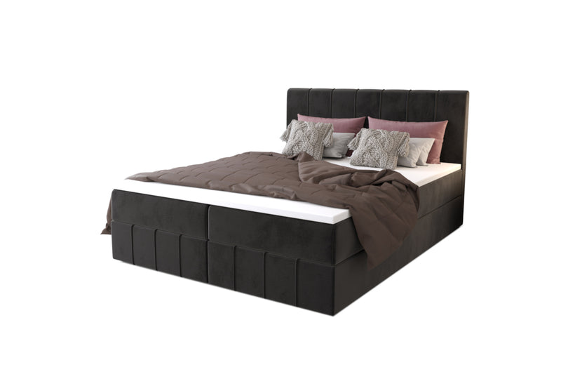 Čalúnená posteľ boxspring HAMAN, 140x200, monolith 97 - - 0