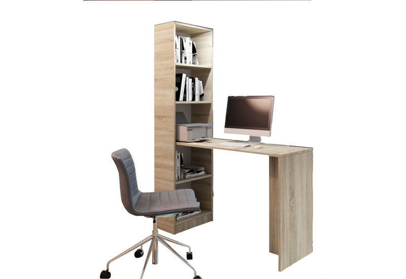 Písací stôl s regálom SEZON, 125x79x47, dub sonoma - - 0