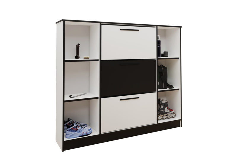 Botník SILONA 2, 137,2x124,7x24,1, biela/čierna - - 0