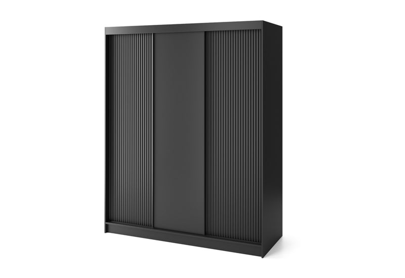 Posuvná šatníková skriňa PRESCO 3, 180x220x60, čierná - - 0