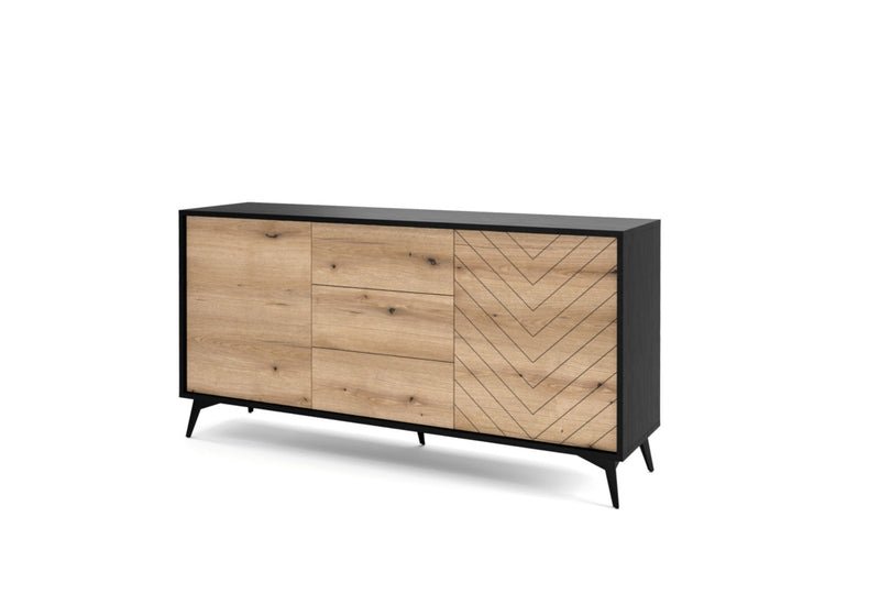Komoda LIMON KSZ154, 153,4x76,7x39, dub evoke/čierna - - 0