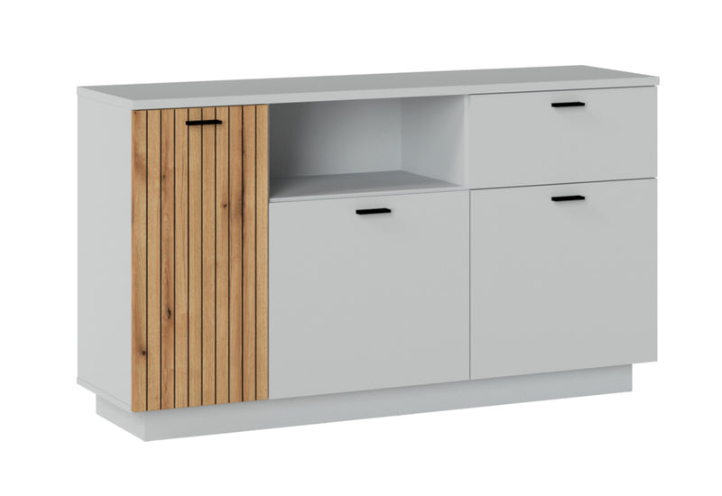 Komoda ALVERA, 145,2x82,7x40, dub/sivá - - 0