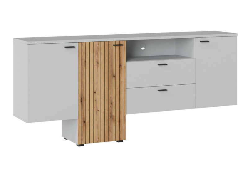 Komoda ALVERA 3, 204,8x91,4x40, dub/sivá - - 0
