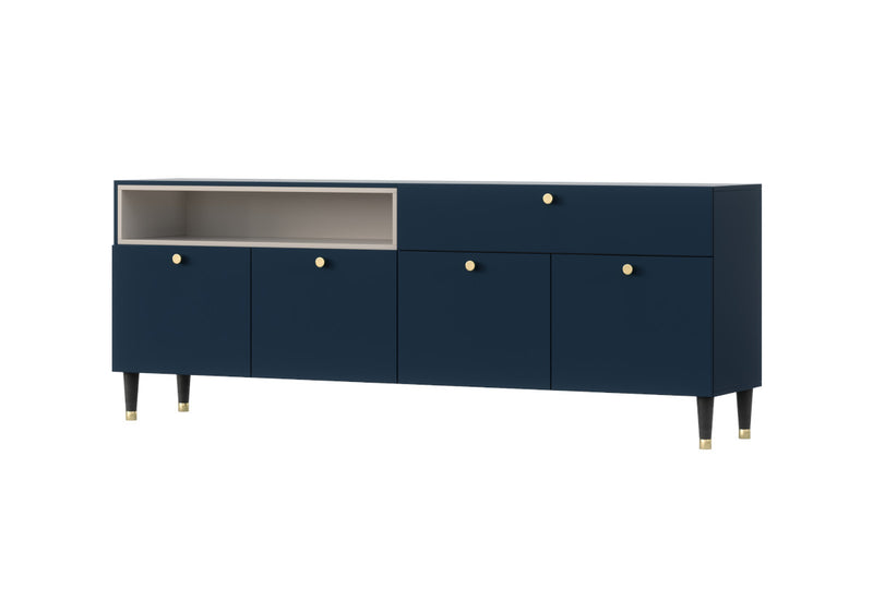 Komoda CLUDO, 200x55x40, modrá/biela - - 0