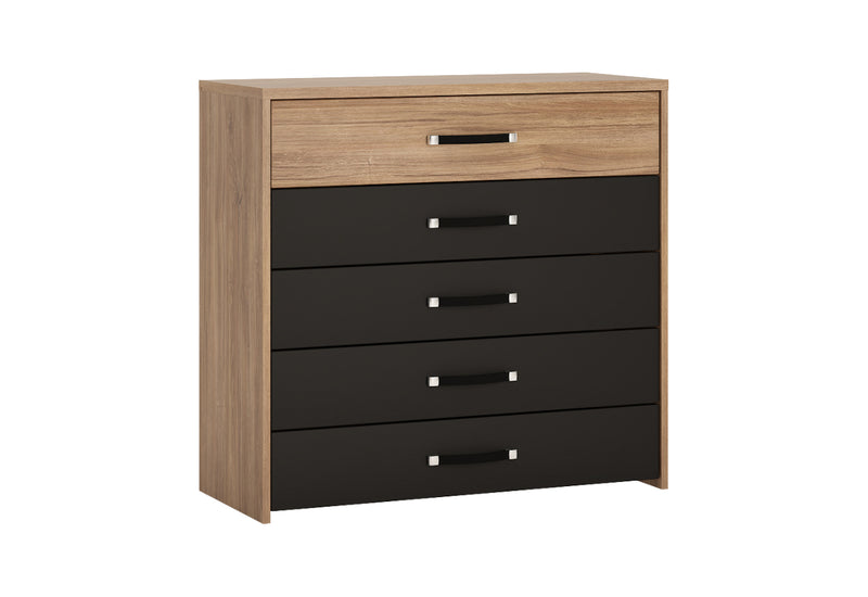 Komoda MORACO, 90x86,5x40, dub stirling/čierna mat - - 0