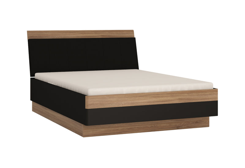 Posteľ MORACO + rošt, 145,3x100,1x221,7, dub stirling/čierna mat - - 0