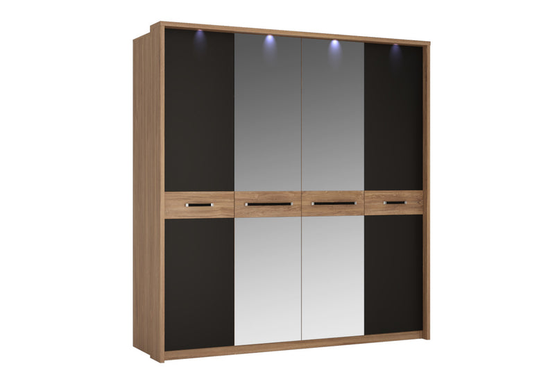 Šatníková skriňa MORACO 2, 205,6x215,3x65,1, dub stirling/čierna mat - - 0