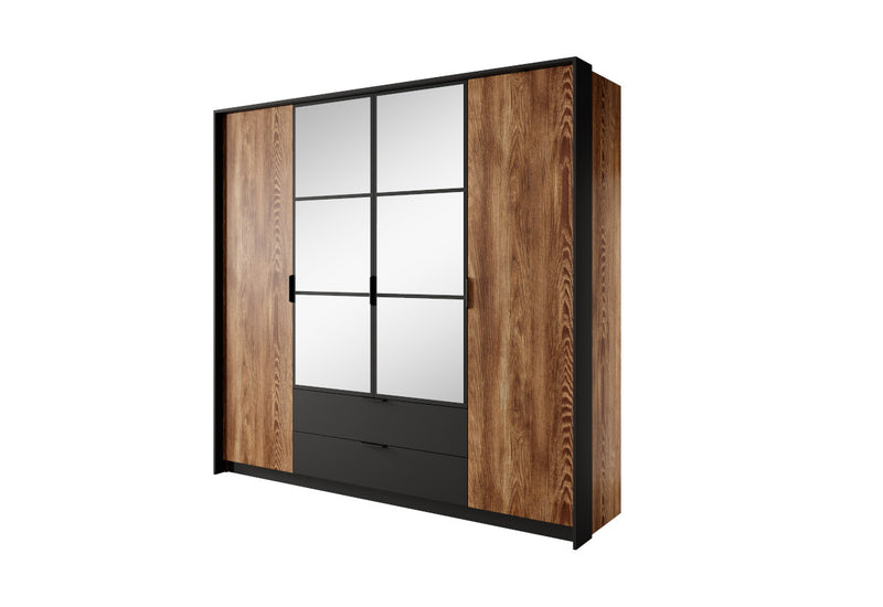 Šatníková skriňa LINTON, 223,2x210x59, gaštan/antracit - - 0