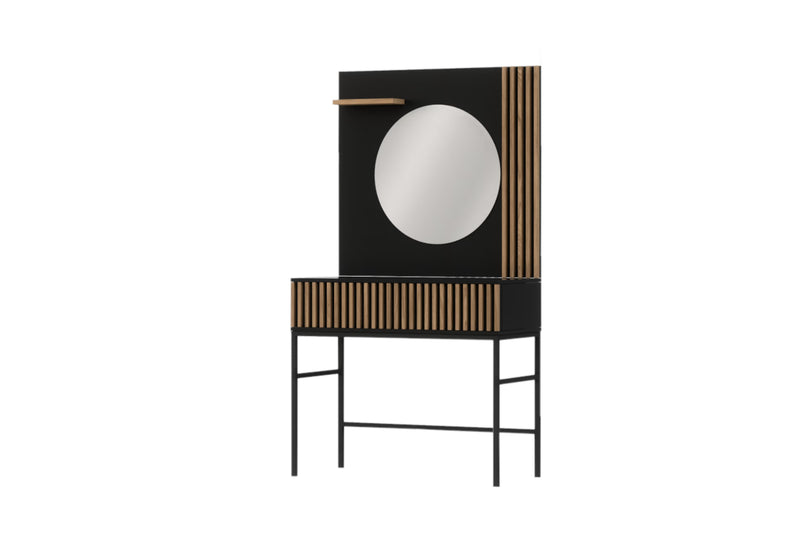 Toaletný stolík RATINA, 85x155x60, dub artisan/čierna mat - - 0