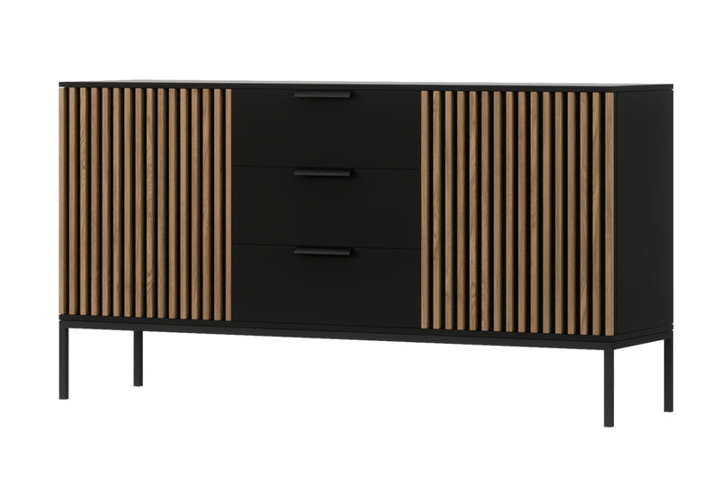 Komoda RATINA, 150x80x40, dub artisan/čierna mat - - 0