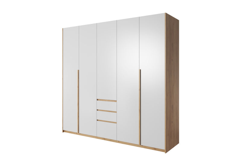 Šatníková skriňa LOXEN bez LED osvetleni, 225x213,5x60, biela/dub kraft zlatý - - 0