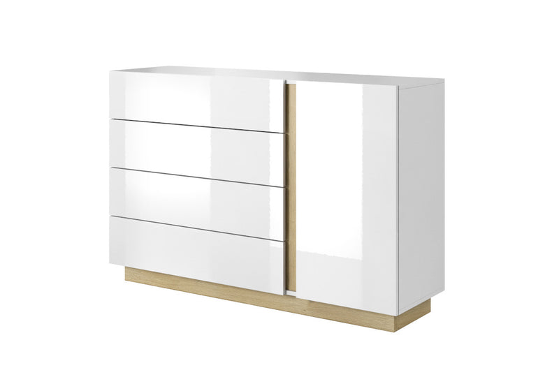 Komoda ARMONA, 138,2x90,5x40, biela lesk/dub grandson - - 0