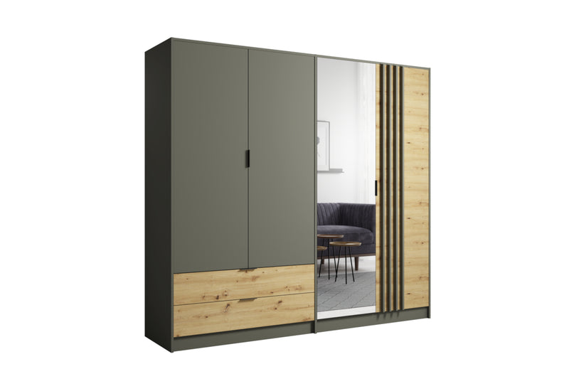 Šatníková skriňa MOLINE, 220x202,5x54, dub artisan/grafit - - 0