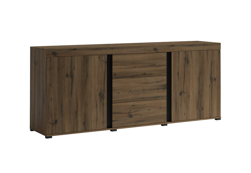 Komoda AVINON 2, 220x91x49,5, dub noble/čierna - - 0