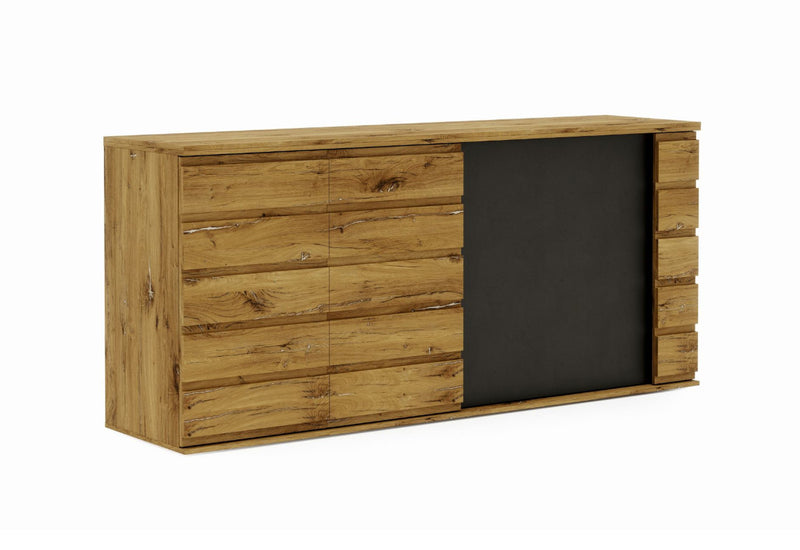 Komoda MIROLA 2, 220x99,5x55, dub bijoux/antracit - - 0