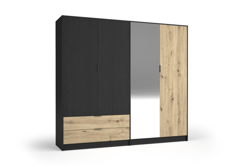 Šatníková skriňa SALAS, 220,5x203x54, černá/dub artisan - - 0