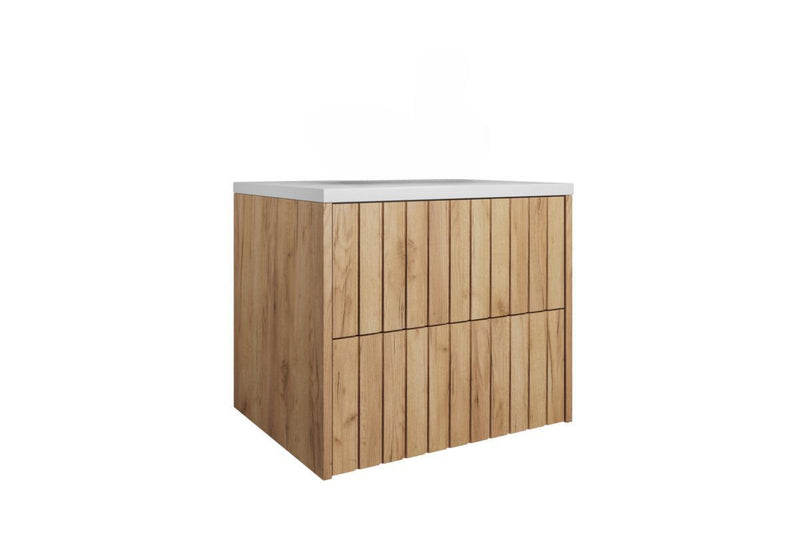Kúpeľňová skrinka pod umývadlo RYFEN 60, 60x52x48, dub zlatý/biela - - 0