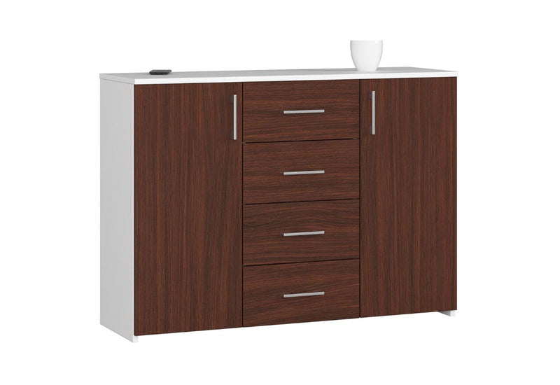 Komoda LEANA, 110,4x79,9x35, biela/wenge - - 0