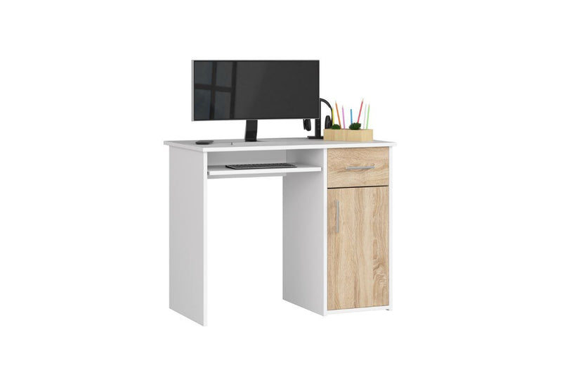 Písací stôl PINTA, 90x74x50, biela/dub sonoma - - 0