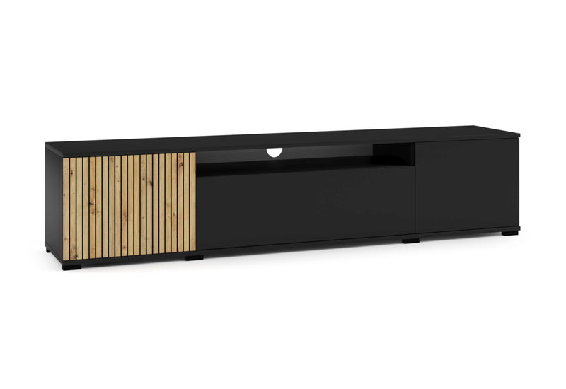 TV stolík RASS, 200x44x40, čierna mat/dub - - 0