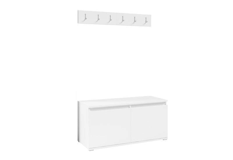 Botník s vešiakom EUGENIO, 100x49,5x40, biela - - 0