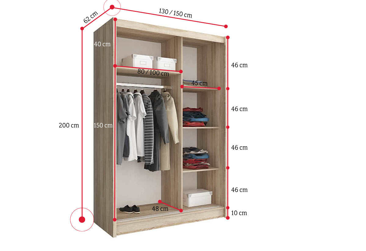 Šatníková skriňa NANA 130/150 - ROZMEROVKA - 4