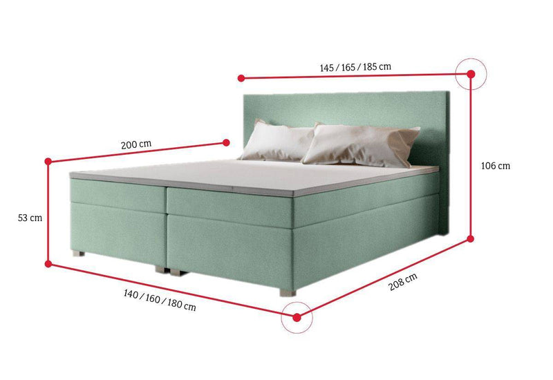 Čalúnená postel Boxspring ISLAND + matrac + rošt - ROZMEROVKA - 4