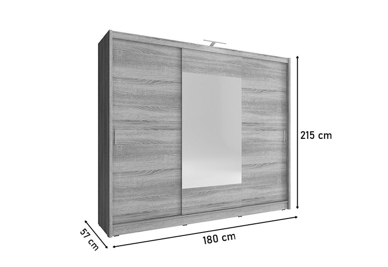 Posuvná šatníková skriňa CARLA VIII so zrkadlom - ROZMEROVKA - 1