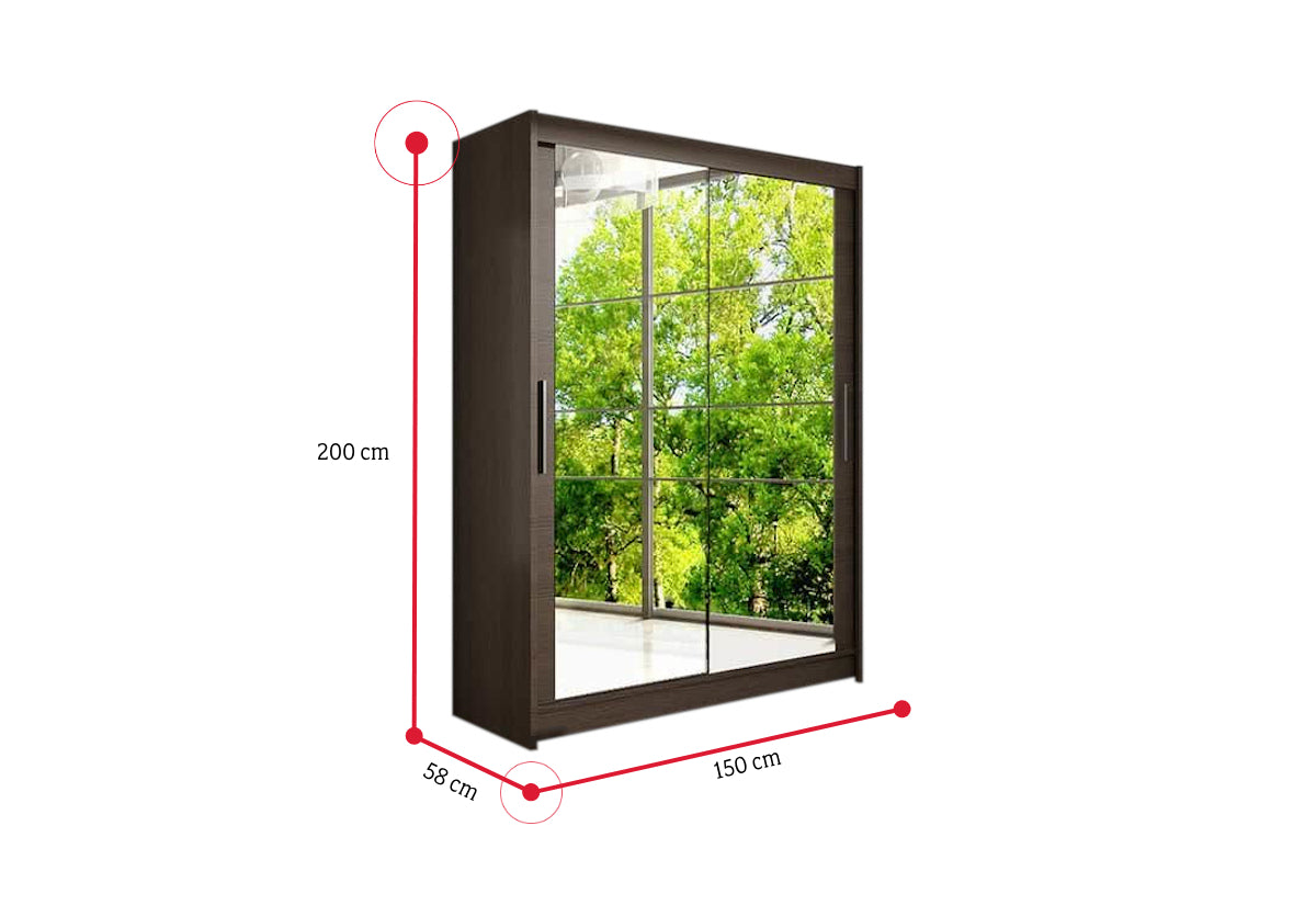 Posuvná šatníková skriňa STAWEN XI so zrkadlom - ROZMEROVKA - 2
