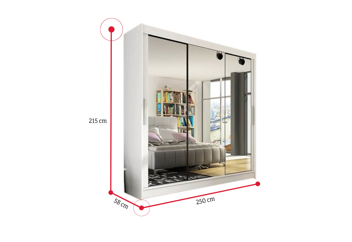 Posuvná šatníková skriňa LUKAS III so zrkadlom - ROZMEROVKA - 3